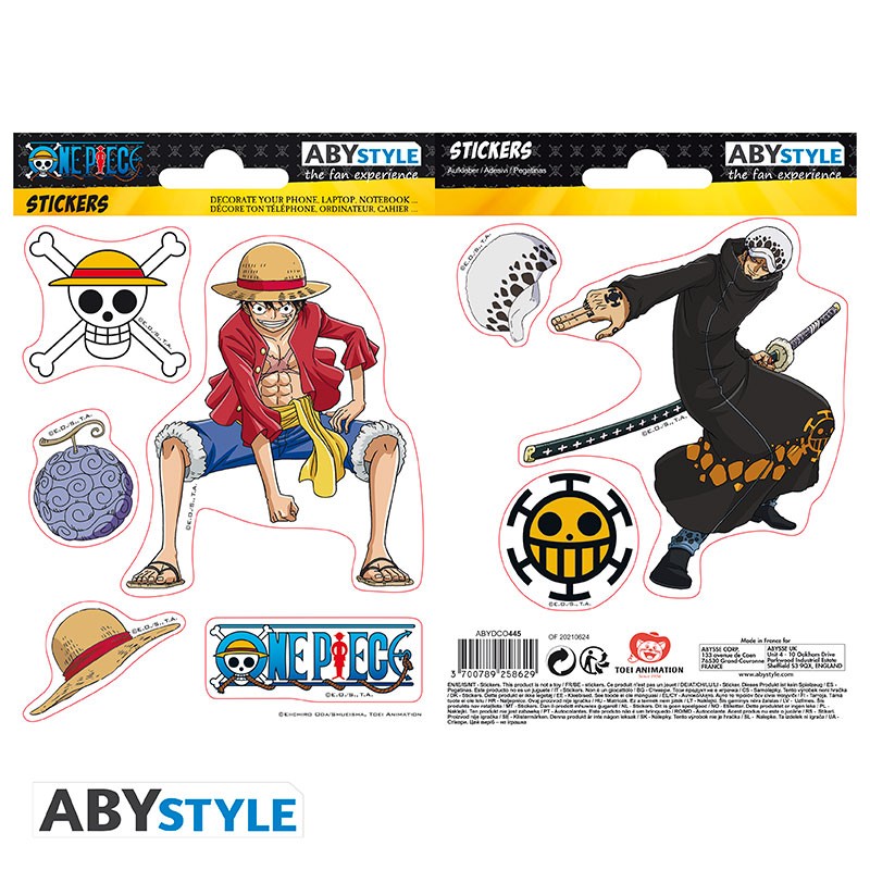 ONE PIECE STICKERS 16X11CM/ 2 SHEETS LUFFY & LAW