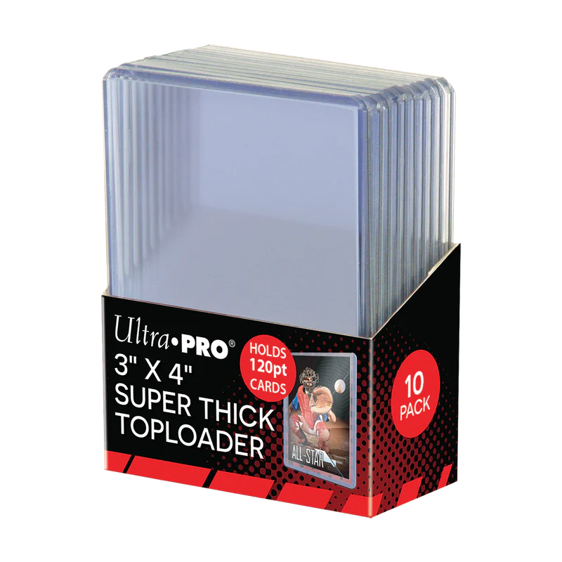 10 TOPLOADER SUPER THICK 120PT CLEAR 3'X4' + SLEEVES (82301)