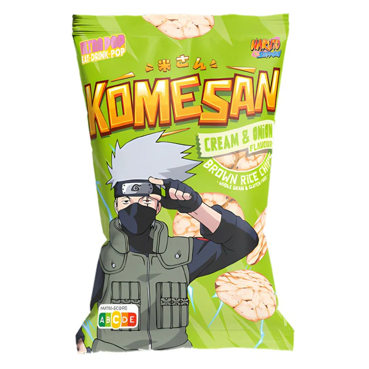 KOMESAN KAKASHI CREAM & ONION FLAVOUR BROWN RICE CHIPS 60GR