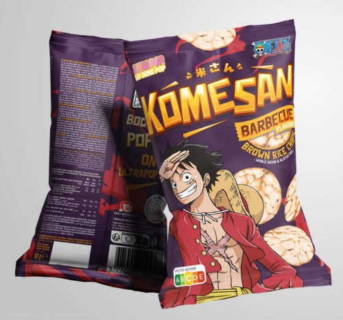 KOMESAN ONE PIECE LUFFY BARBECUE FLAVOUR BROWN RICE CHIPS 60GR