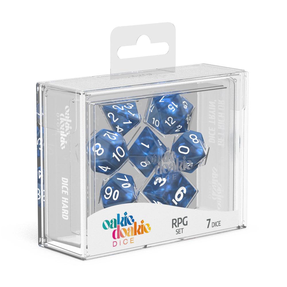 OAKIE DOAKIE DICE RPG SET MARBLE - BLUE (7 DADI)