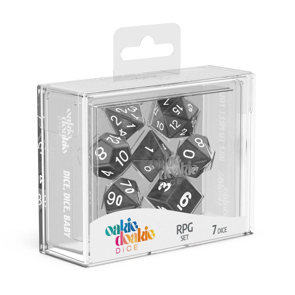 OAKIE DOAKIE DICE RPG SET MARBLE - BLACK (7 DADI)