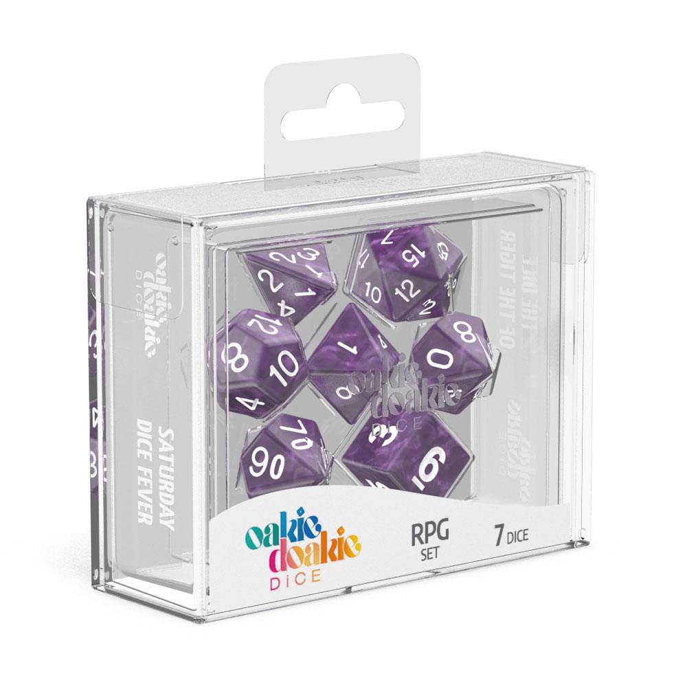 OAKIE DOAKIE DICE RPG SET MARBLE - PURPLE (7 DADI)