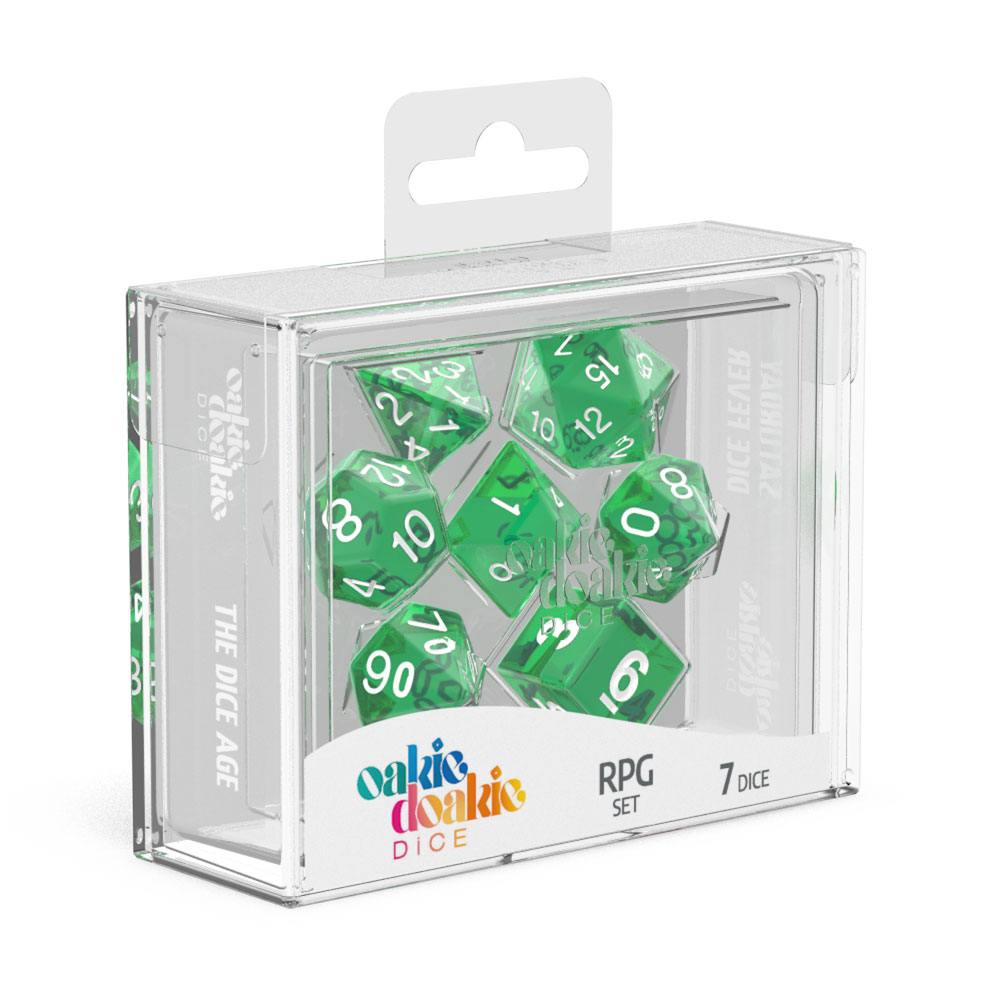 OAKIE DOAKIE DICE RPG SET TRANSLUCENT - GREEN (7 DADI)