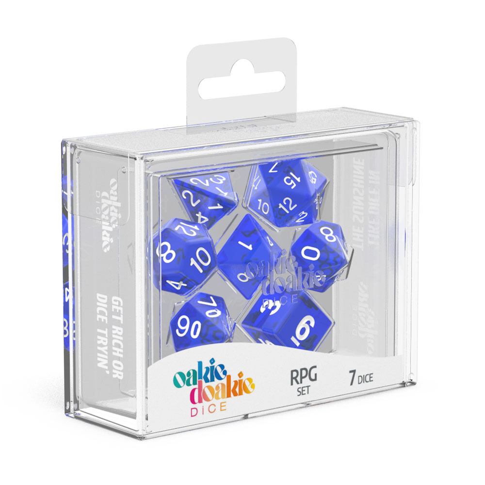 OAKIE DOAKIE DICE RPG SET TRANSLUCENT - BLUE (7 DADI)