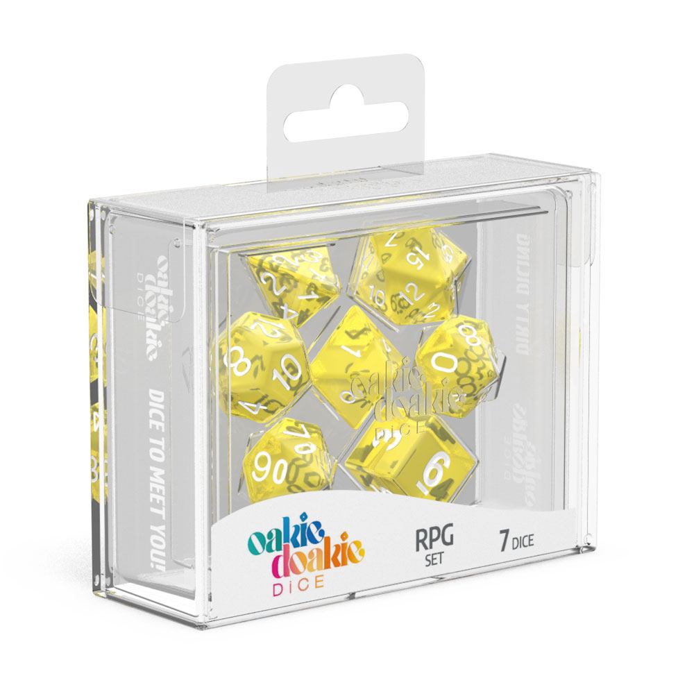 OAKIE DOAKIE DICE RPG SET TRANSLUCENT - YELLOW (7 DADI)