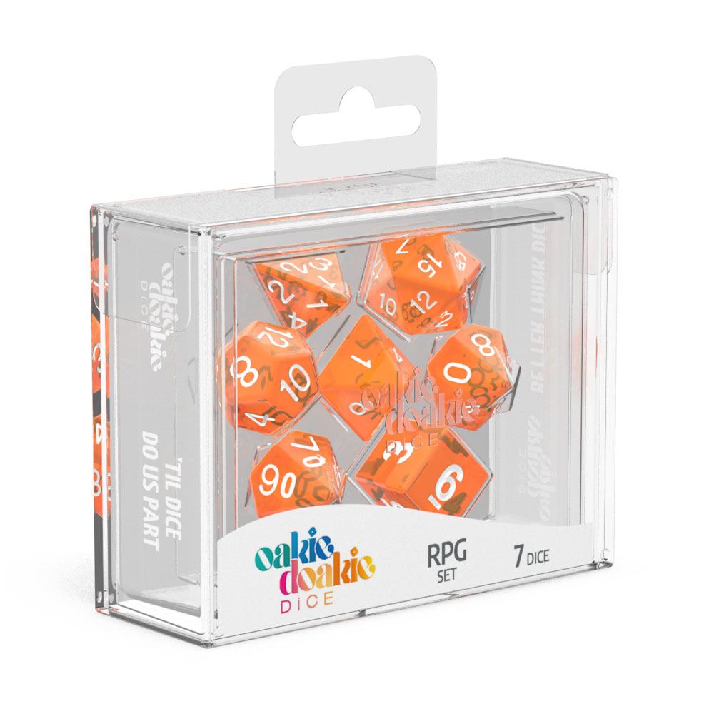 OAKIE DOAKIE DICE RPG SET TRANSLUCENT - ORANGE (7 DADI)