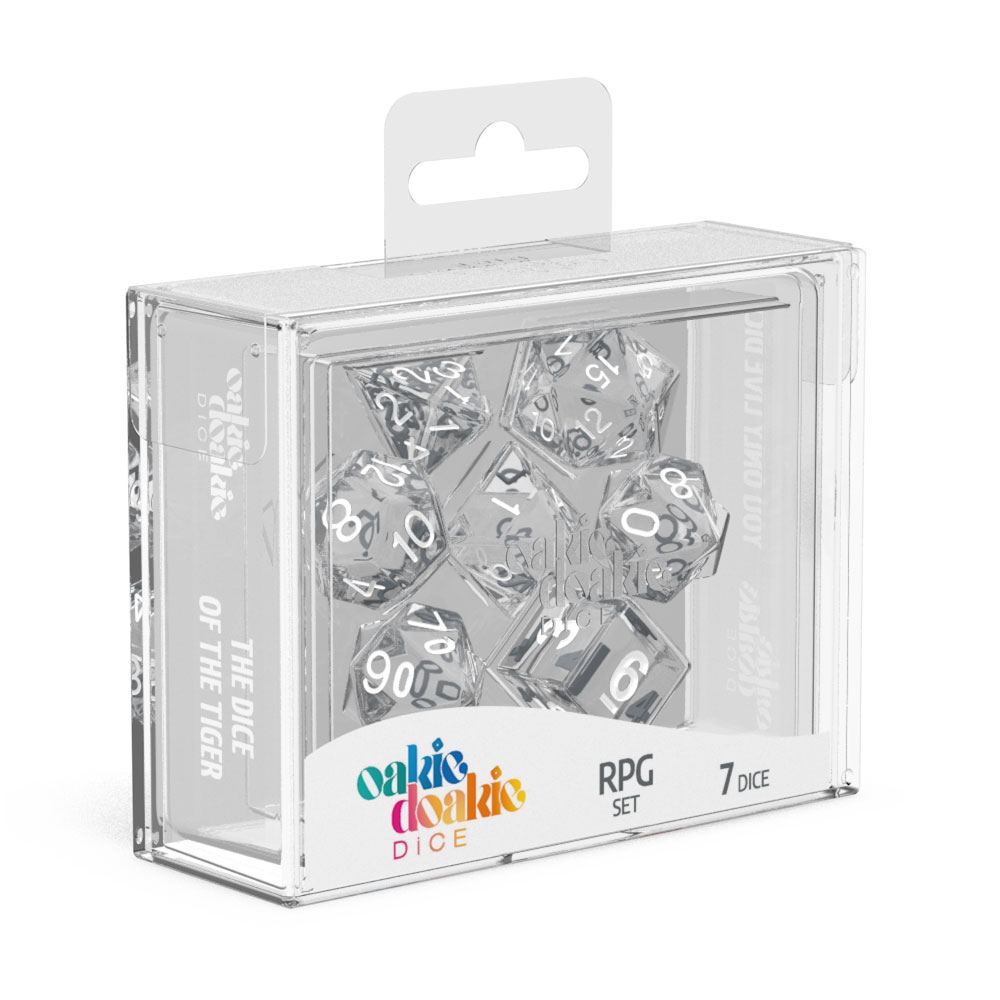 OAKIE DOAKIE DICE RPG SET TRANSLUCENT - CLEAR (7 DADI)