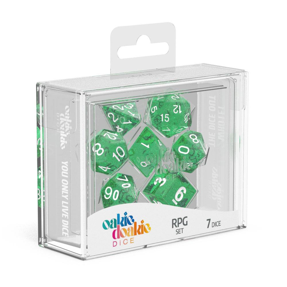 OAKIE DOAKIE DICE RPG SET SPECKLED - GREEN (7 DADI)