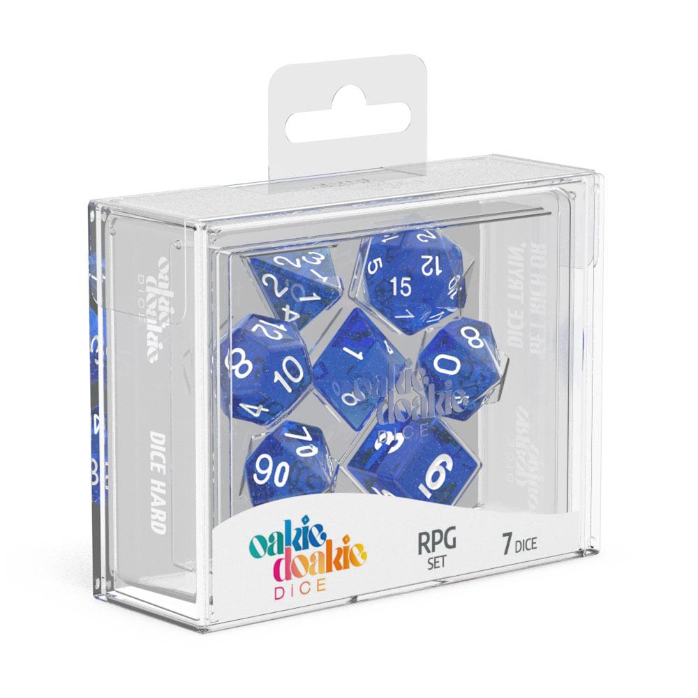 OAKIE DOAKIE DICE RPG SET SPECKLED - BLUE (7 DADI)