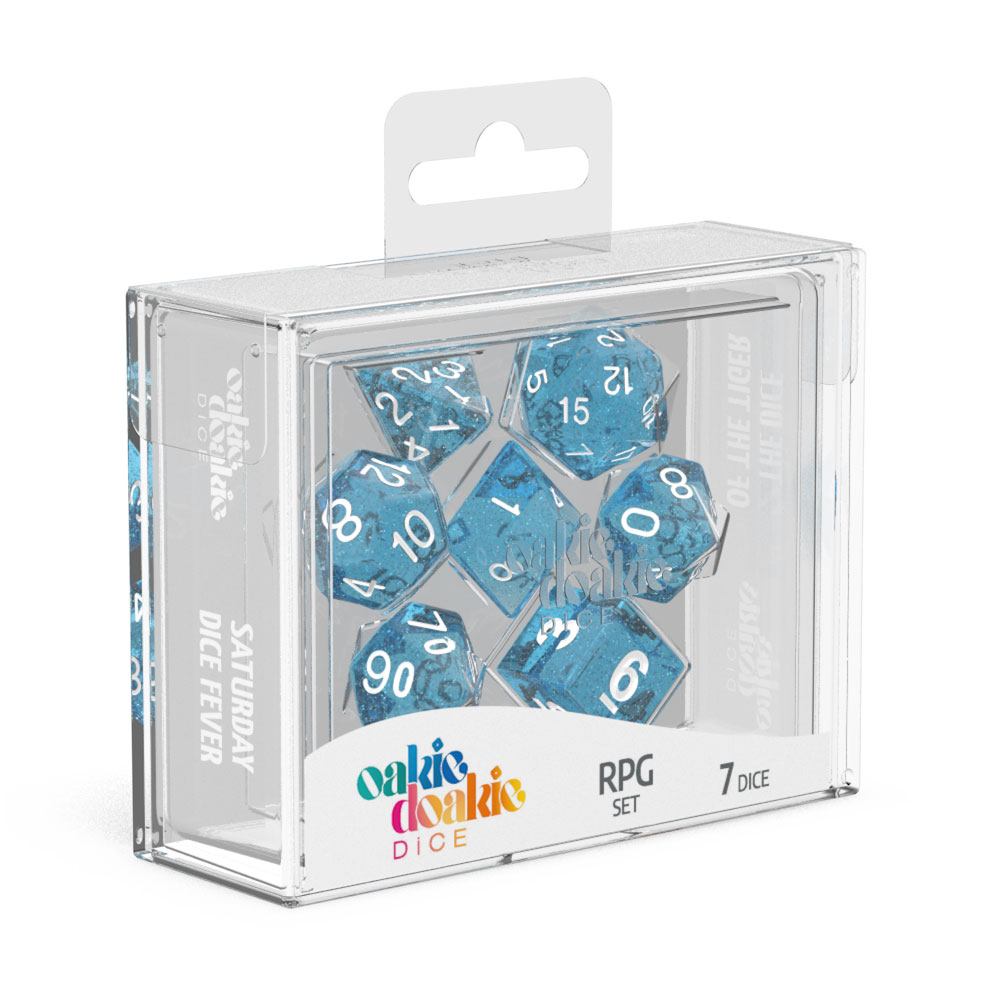 OAKIE DOAKIE DICE RPG SET SPECKLED - LIGHT BLUE (7 DADI)