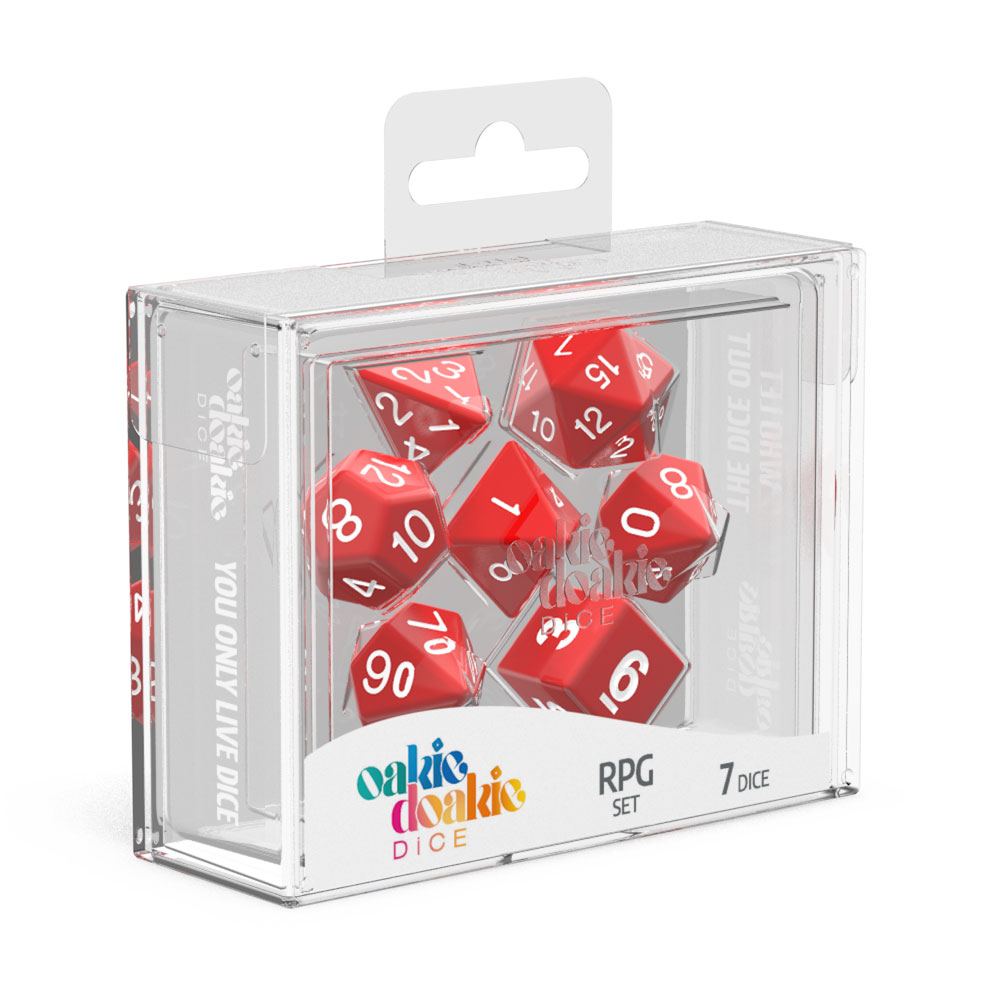 OAKIE DOAKIE DICE RPG SET SOLID - RED (7 DADI)