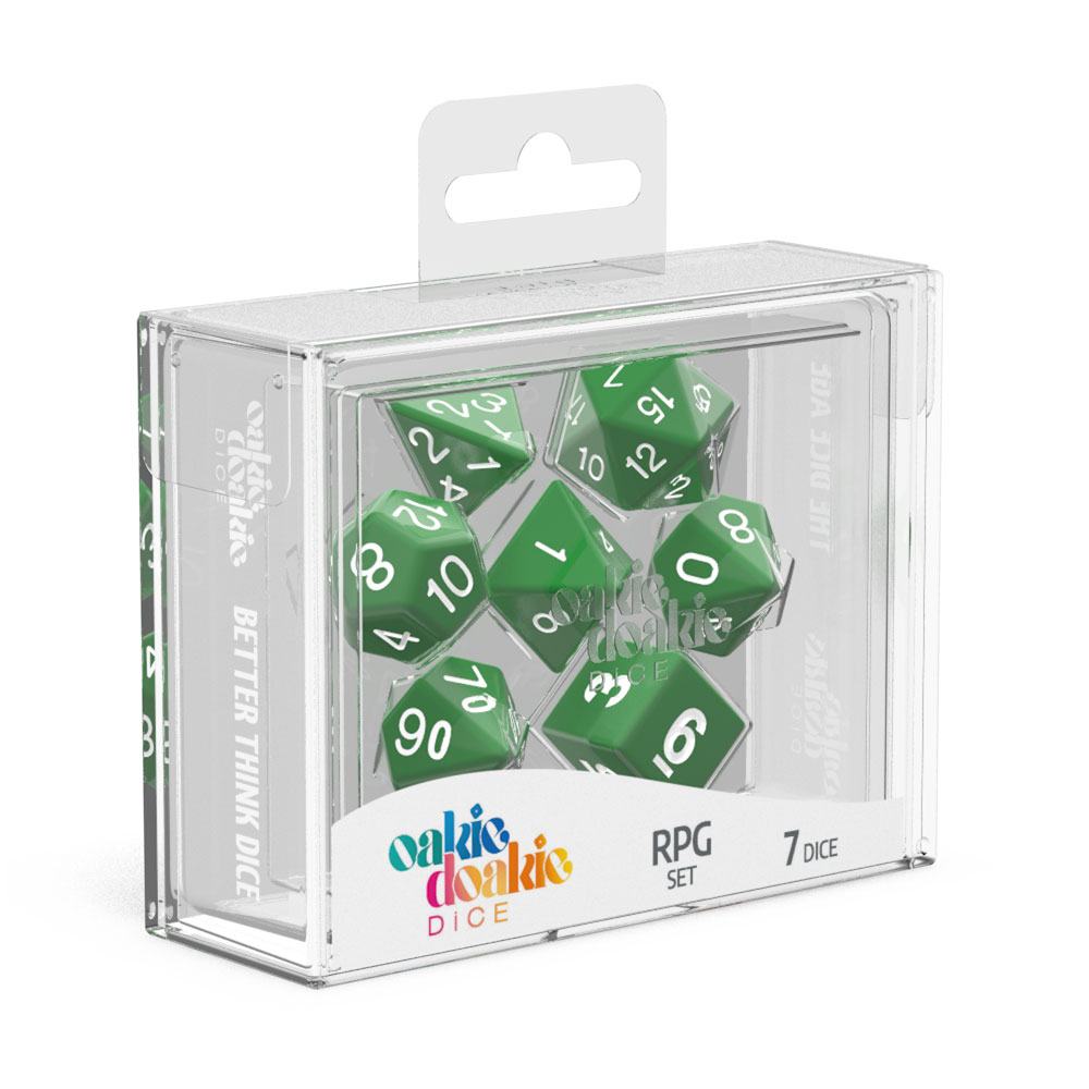 OAKIE DOAKIE DICE RPG SET SOLID - GREEN (7 DADI)