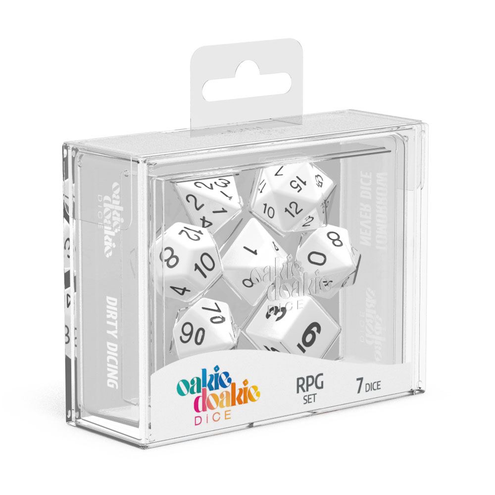 OAKIE DOAKIE DICE RPG SET SOLID - WHITE (7 DADI)