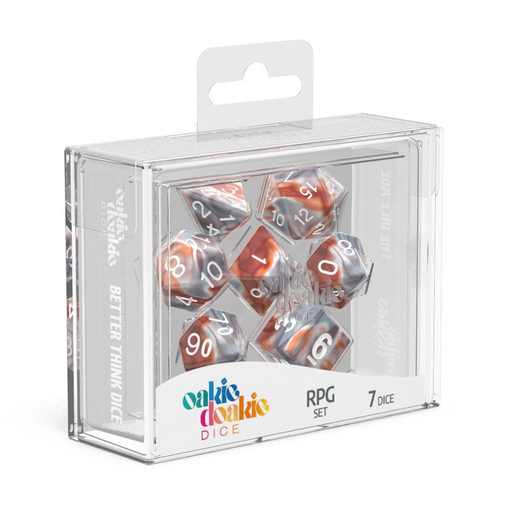 OAKIE DOAKIE DICE RPG SET GEMIDICE - SILVER-RUST (7 DADI)