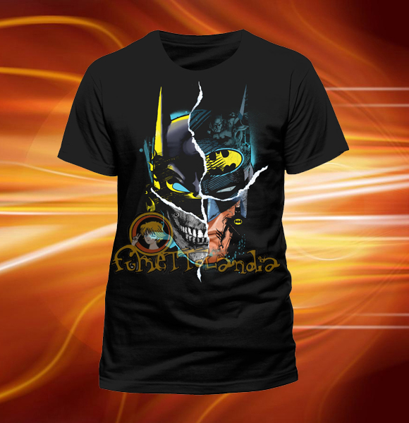 BATMAN GOTHAM FACE BLACK DESIGN T-SHIRT (M)