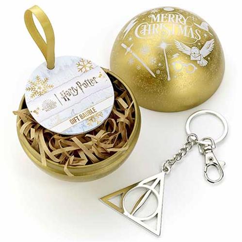 HARRY POTTER PALLINA DI NATALE MERRY CHRISTMAS PORTACHIAVI DONI DELLA MORTE