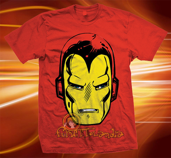 MARVEL COMICS IRON MAN BIG HEAD RED T-SHIRT (M)