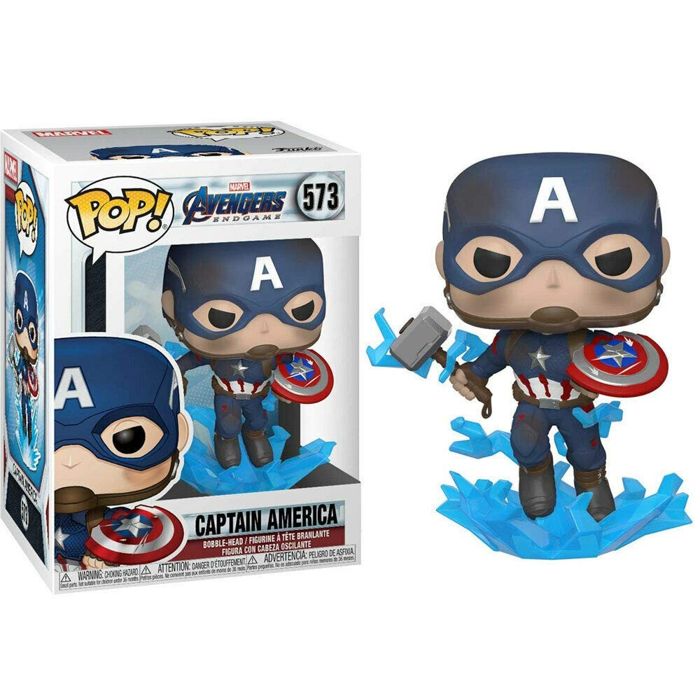 POP! MARVEL #573 PVC BOBBLE HEAD AVENGERS ENDGAME CAPTAIN AMERICA W/MJOLNIR