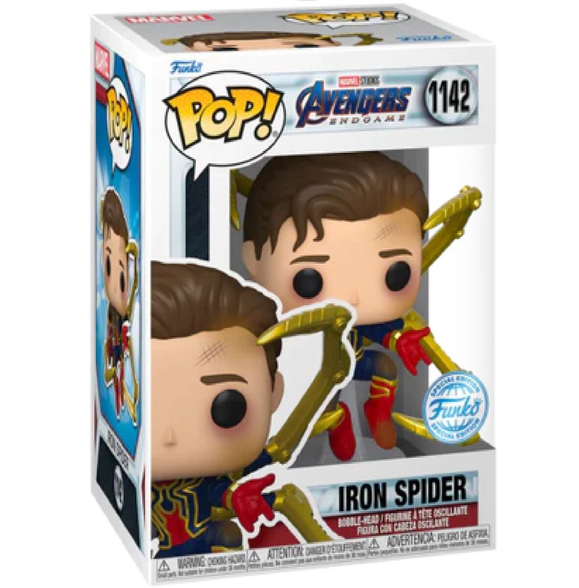 POP! MARVEL #1142 PVC BOBBLE HEAD AVENGERS ENDGAME IRON SPIDER UNMASKED