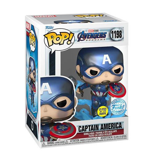POP! MARVEL #1198 PVC BOBBLE HEAD AVENGERS ENDGAME CAPTAIN AMERICA W/MJOLNIR GITD