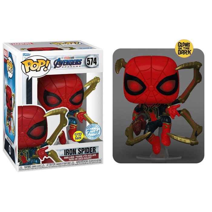 POP! MARVEL #574 PVC BOBBLE HEAD AVENGERS ENDGAME IRON SPIDER GITD