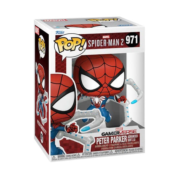 POP! MARVEL #971 PVC BOBBLE HEAD SPIDER-MAN 2 PETER PARKER ADVANCED SUIT 2.0
